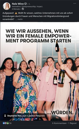 LinkedIn-Post von Nele Winn zum Female-Empowerment-Programm